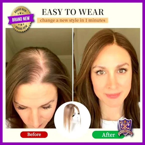 Human Hair Topper Handcrafted Breathable High Fit Adds Volume Covers Sparse Hair